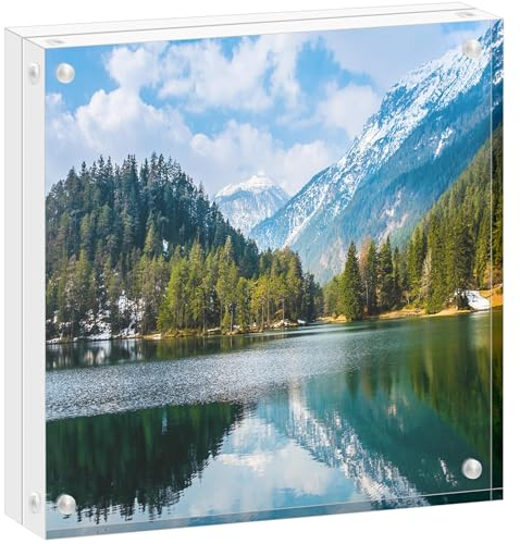 TRIXES 12.5cms x 12.5cms Acryl-Fotorahmen - Mehrzweck-doppelseitiger 5-Zoll-Quadratrahmen - Bilderbox im Insta-Stil - Freistehend - Magnete zum Verschließen der Plexiglasseiten - Bilderrahmen 5X5