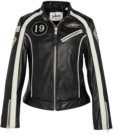 Bikerjacka dam med märke schott, LCWINDIANA, svart, L