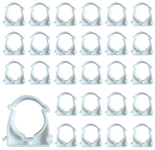 RXKFIGX Lot de 40 colliers de serrage en PVC de 16 mm de diamètre intérieur pour tuyau d'eau - Clips fixes pour tuyaux d'eau - Clips de conduits - Colliers de serrage à charnière unique pour tuyau de