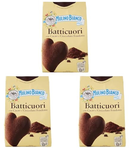 Mulino Bianco Biscotti Frollini Batticuori con Cacao e Cioccolato, Senza Olio di Palma, Colazione Ricca di Gusto, 350 g (Confezione da 3)