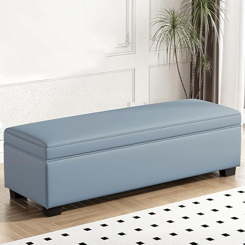 Große Polsterbank mit Stauraum, für Schlafzimmer und Wohnzimmer, 100 x 40 x 40 cm, Blau