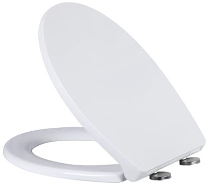 LOORMEI Oval Quick Release Toilet Seat-with Soft Close & Hinges for Easy Cleaning，Standard Oval Toilet Seat Top Fixing，Robust and wear-Resistant