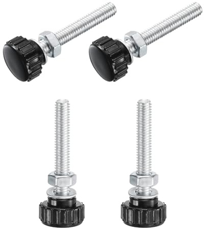 QUARKZMAN 4 Set Di Manopole A Zigrinatura Con Dadi E Rondelle Filettatura Metrica M6 X 40mm Maschio Testa In Plastica Da 18mm Perno In Acciaio Al Carbonio Zincato Manopole Di Serraggio