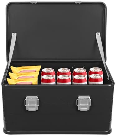 gegeweeret Aufbewahrungsbox aus Aluminiumlegierung,50L Metallbox mit Deckel,Materialstärke 1mm,als Transportbox, Werkzeugkiste, Lagerbox (Schwarz)