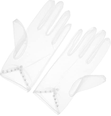 VALICLUD 1paar Braut Handgelenk Handschuhe Aus Mesh Mit Perlen Vintage Hochzeits Handschuhe Für Damen Elegante Abendaccessoires Für Hochzeiten Teepartys Und Besondere Anlässe