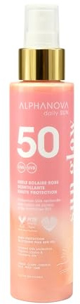 ALPHANOVA DAILY SUN - Huile Solaire SPF50 Scintillante Rose - SUN GLOW - naturel - écoresponsable - 125ml