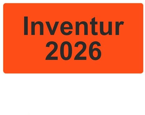 Inventuretiketten, Inventuraufkleber - Inventur 2026-100 x 50 mm - 500 Stück (Leuchtrot)