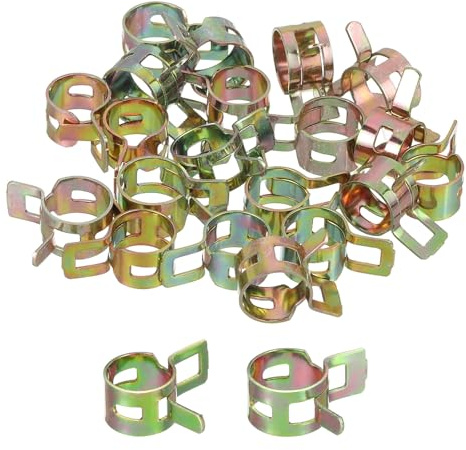sourcing map ID 10mm 11mm 3/8 Inch 7/16 Inch Fuel Line Hose Clips, Pipe Spring Hose Clamp,Low Pressure Air Clamp, Water Pipe Air Tube Vacuum Hose Clips Fastener Pack of 20