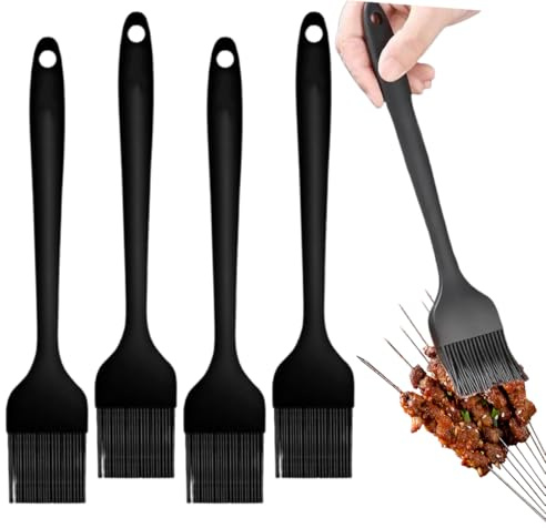 OUDQFCJ 4 pennelli da forno, 21 cm, in silicone, da cucina, per grigliare, per pasticceria, per cuocere e grigliare