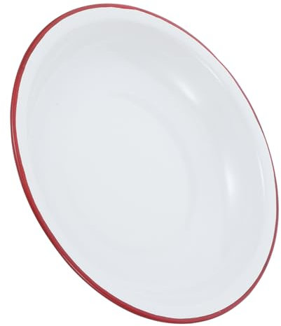 Warmhm Enamel Dinnerware Enamel Plate Deep Salad Bowl Vintage Enamelware Dinnerware Soup Bowl Snack Plate Retro Style