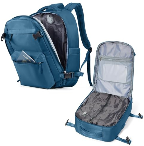 suradar Mochila Compresion al Vacio Aire Vacuum Backpack Cabina Avion Mochila Viaje al Vacio con Bomba Equipaje de Mano 45x36x20 con Sistema Compresion Travel Backpack para Hombre Mujer Azul pavo real