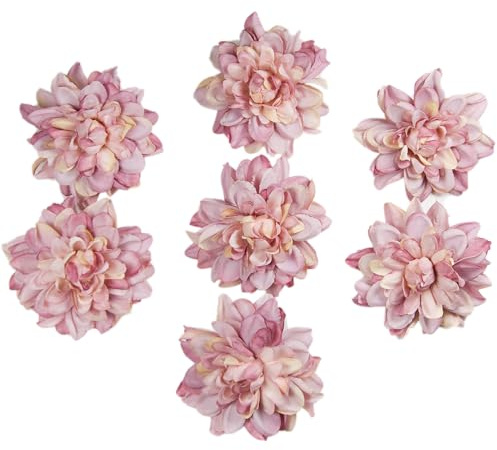 Giftmeet Dalie artificiali in seta viola, 20 pezzi, 8,9 cm, teste di fiori finti per fai da te, composizioni floreali, casa, cucina, accessori per capelli