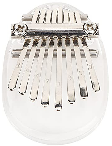 8 Keys Kalimba, Mini Tragbares Acryl Daumen Klavier Musikinstrument für Kinder Erwachsene Anfänger (Oval crystal)
