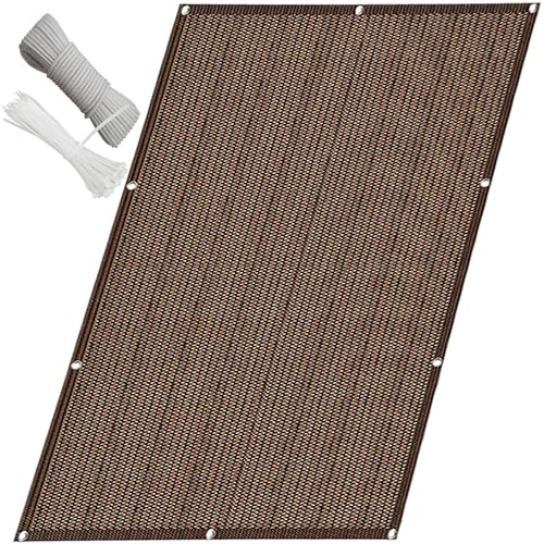 Outdoor Sichtschutz Balkongeländer Abdeckung 130x160cm - Blickdichte Gitterzaun Sichtschutz Leicht zu reinigen Polyester Schutz für Garten und Terrasse Braun