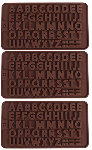 Fyearfly Juego de 3 moldes de silicona para tartas de chocolate, 26 letras inglesas, herramienta para hornear