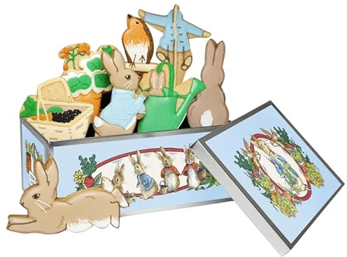 Biscuiteers Peter Rabbit Biscuit Tin | 8 Hand-Iced Vanilla Beatrix Potter Character Biscuits in Keepsake Tin; Ideal Baby Shower and Birthday Present