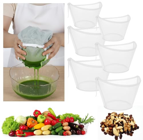6PCS Nylon Filter Bag, Reusable Cheese Cloths Bags, Nylon Strainer for Yogurt, Cheesecloth Alternative, Fine Mesh Food Filter(L,M,S)