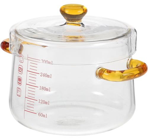 Toyvian Verre Transparent Double Anse Casserole de Cuisine Résistante à Haute Température avec Couvercle pour Cuisson Vapeur et Ragoûts Domestiques