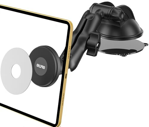 OHLPRO Magnétique Support Tablette Voiture Rotatif à 360° pour Pare-Brise et Tableau de Bord Ventouse à Vide Porte Tablette Voiture Compatible avec iPad et Tablettes Samsung Galaxy de 4-13
