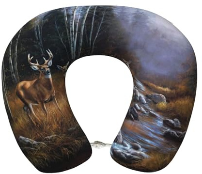 cchgnm Cuscino da viaggio con stampa di cervi di bellezza, cuscino da collo in memory foam, cuscino portatile per hotel, campeggio, dormienti laterali e dormienti sulla schiena