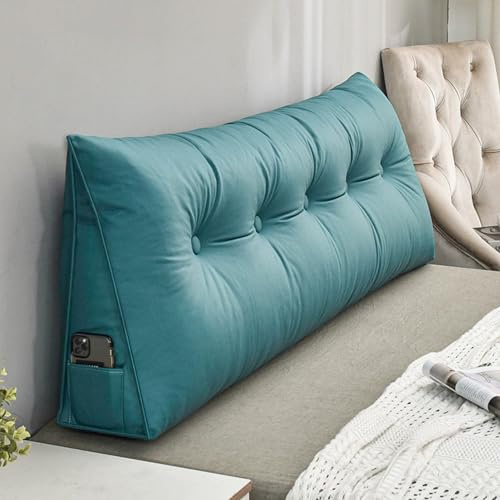XIEMINLE Ryggstöd kilkudde, triangelkuddar för sänggavel, mjuk säng soffa positioneringsstöd, sänggavel kilkudde för avslappning spelläsning, midja ryggstöd (80 × 50 × 20 cm, blå2)