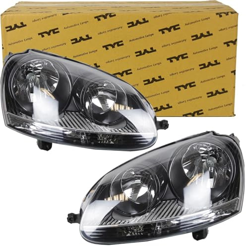 2x TYC Hauptscheinwerfer vorne rechts+links Schwarz | 20-0318-35-2 + 20-0317-35-2 Kompatibel mit Golf V (1K1),Golf V Variant (1K5),Jetta III (1K2)