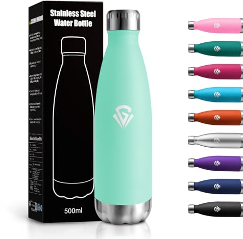 Borraccia Termica 500ml, Isolamento Doppia Parete, Acciaio Inox senza BPA Antigoccia, Bottiglia Riutilizzabile per Scuola, Ufficio, Sport, Palestra, Campeggio, Viaggi