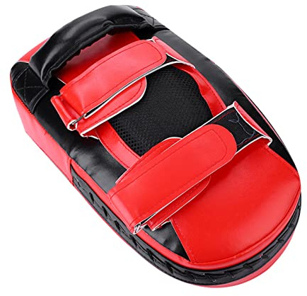 Generic Muay Thai Boxing Kicking Curve Pad Slitstark Handmålsköld för Träning - Idealisk för slag- och Sparkpass - Lämplig för Boxare och Kampsportare (Svart Röd)