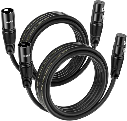 EBXYA XLR Microphone Cable 3m 2-Pack for Stage & DMX | Premium Quality, 3-Pin Balanced, Male to Female, Shielded, Durable, Compatible with Mixers & Speakers