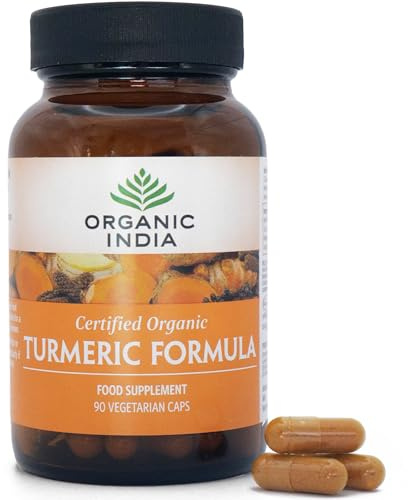 ORGANIC INDIA Turmeric Curcumin Herbal Supplement - Joint Mobility & Immune System Support, Healthy Inflammatory Response, Whole Root Supplement, Organic Trikatu, USDA Certified Organic - 90 Capsules
