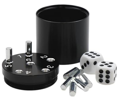 BestSaller 3003 'SUPER SIX' Aluminum 'Sonder Edition', 36 Spielstäbchen & 2 Würfel, schwarz (1 Stück)