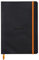RHODIA 117402C - taccuino morbido NERO - A5 14,8X21cm - a righe - 160 pag. - Carta Clairefontaine Avorio 90g/m² - segnalibro, chiusura con elastico - COPERTINA Simil Cuoio - Collezione Rhodiarama