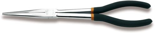 Beta 1009L/A - Pinza a becchi mezzotondi lunghissimi diritti zigrinati, per impieghi speciali manici ricoperti con 2 strati di PVC antiscivolo