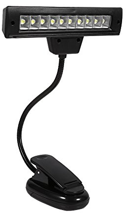 Haofy LED Book Light Notenständer Clamp Knopfzelle 10 LED Orchester Licht Einstellbare Schreibtisch Leselampe 110 V ~ 220 V für Buch, Notenständer, Flexibler Leuchtenhals (USB)