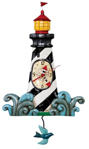 Allen Designs P1854 Augie's Light Whimsical Lighthouse Pendulum Wall Clock
