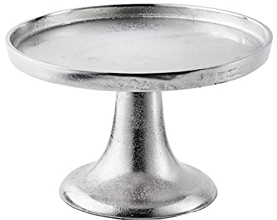 MichaelNoll Dekoteller Schale Servierplatte Etagere Aluminium Silber Luxus Rund, Deko Dekoration Modern aus Metall, für Wohnzimmer und Küche, Tischdeko Hochzeit M 26,5 cm