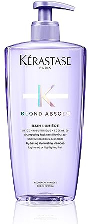 KÉRASTASE Blond Absolu - Shampoing Hydratant & Illuminateur - Pour Cheveux Blonds - Méchés, Décolorés & Sensibilisés - À l'Acide Hyaluronique - Bain Lumière - 500 ml