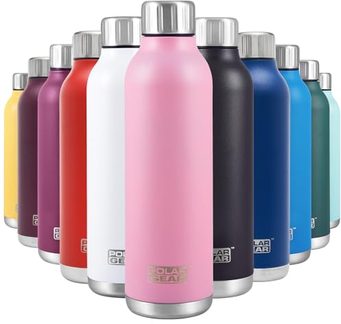 Polar Gear Stainless Steel Water Bottle - 500ml Vacuum Insulated Metal Water Bottle, Double Wall, Leakproof Drinks Bottle - 12H Hot, 24H Cold - Perfect for Work, Travel, Sports, Gym (Pink)