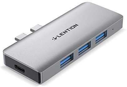 LENTION Hub USB C 6 en 1 con 1 USB C (PD 100W + 40Gbps para Datos), 3 USB 3.0 & Lector de Tarjeta SD/Micro SD para MacBook Pro 13/14/15/16 2016-2024, Nuevo Mac Air, Adaptador con Stable Driver (CS62)