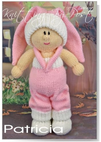 Knitting by Post Knitting Pattern Patricia the Dolly from Create Your Very Own Doll with Removable Dungarees and Hat in Pink and White