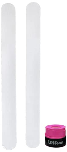 Protector para Pala de Padel Transparente Pack de Dos Unidades Protectores + Overgrip Wilson - Protector Pala Padel Transparente con Acabado Rugoso para Mayor Proteccion (2 Trans + Over Rosa)