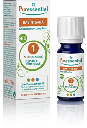 Puressentiel - Olio Essenziale di Ravinstara, Puro e Naturale OEBBD (Olio Essenziale Botanicamente e Biochimicamente Definito), Da Agricoltura Biologica, Vegan e Cruelty Free, 10 ml