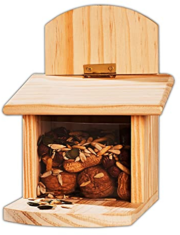 Eichhörnchen Futterhaus Holz 29 x 12 x 25 cm Futterstation Futterspender Futterkasten Nussspender Futterhäuschen Futterstelle