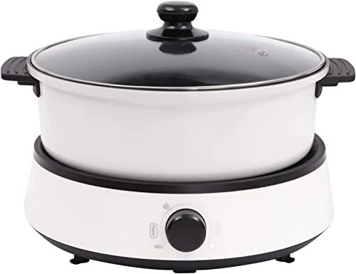 EdirFtra Fondue avec Casserole Amovible, 4L Multi Power Control électrique poêle antiadhésive, 1350w Verre trempé Couvercle Bouilloire électrique, idéal pour 1-5 Personnes,A