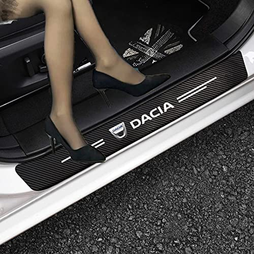 4 Piezas Pegatinas Protector de Umbral de Puerta para Dacia Duster Sandero Spring Logan, Decoración para Estribos de Coche de Fibra de Carbono con Logotipo A
