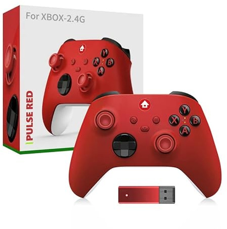 Szaerfa Kabelloser Game Controller,Gamepad mit 2.4G Wireless Receiver,Kabellose Fernbedienung/Wippengriff für PC Gamepad Zubehör (rot)