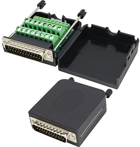 AAOTOKK DB25 Langer Bolzen Gewinde Adapter D-SUB DB25 Männlich zu 25Pin/Weg Weiblichen Klemmensteckverbinder 2-Reihiger mit Innengewinde mit Gehäuse und Schrauben(2Stücke/Weiblich-Con tornillo)
