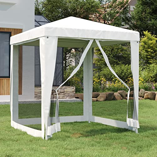 Festnight Tenda per Feste con 4 Pareti in Rete, Tendone per Feste, Tendone da Esterno, Gazebo da Campeggio, Gazebo Esterno, 2x2 m Bianco