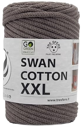 SWAN COTTON XXL (2509 - Dark Beige Taupe), yarn for bags, hats, baskets, underplates, clutch composition 70% recycled cotton 30% polyester, 250 g spool 65 m