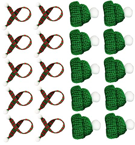 GRIRIW 20er-pack Mini-schal-mützen-set Für Puppen Weihnachtspflanzen- Entzückende Puppenkleidung Zubehör Heim-festival-schmuck